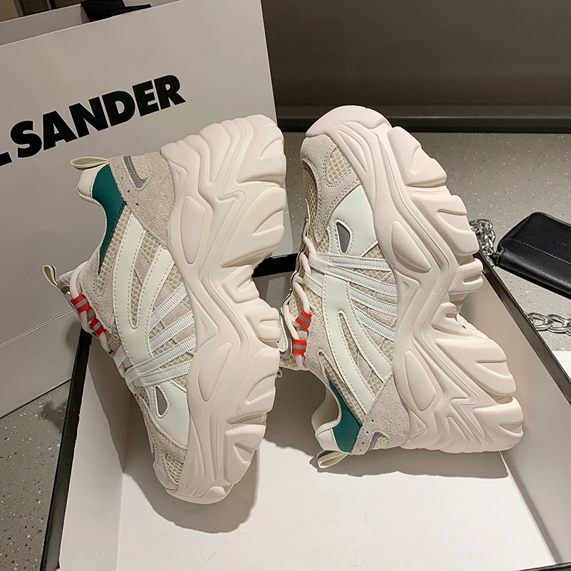 

Женские кроссовки на массивной вулканизированной платформе, яркие блестящие кроссовки на танкетке, обувь для папы на высоком каблуке, нови...