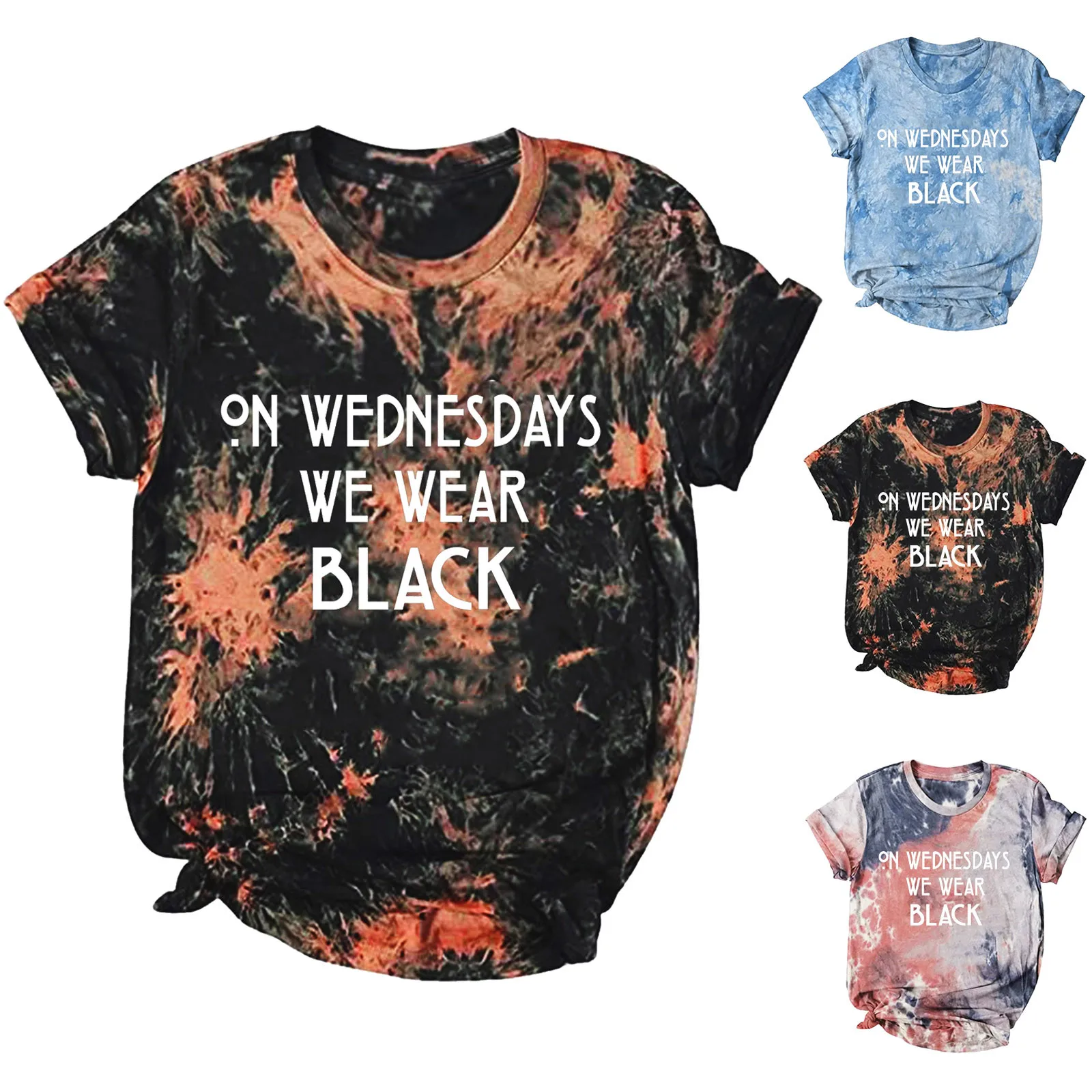

Women Casual Tie Dye Printing Short Sleeve Tops Blouse Round Neck Casual Tee Tunic Shirts Womens Running Tee Shirts