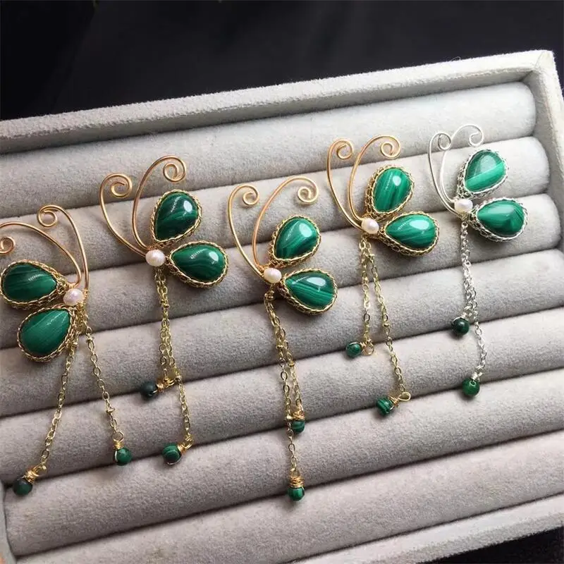 

Natural Malachite Butterfly Pendant New Retro Fashion Jewelry Female Clavicle Chain Popular Necklace 1pcs