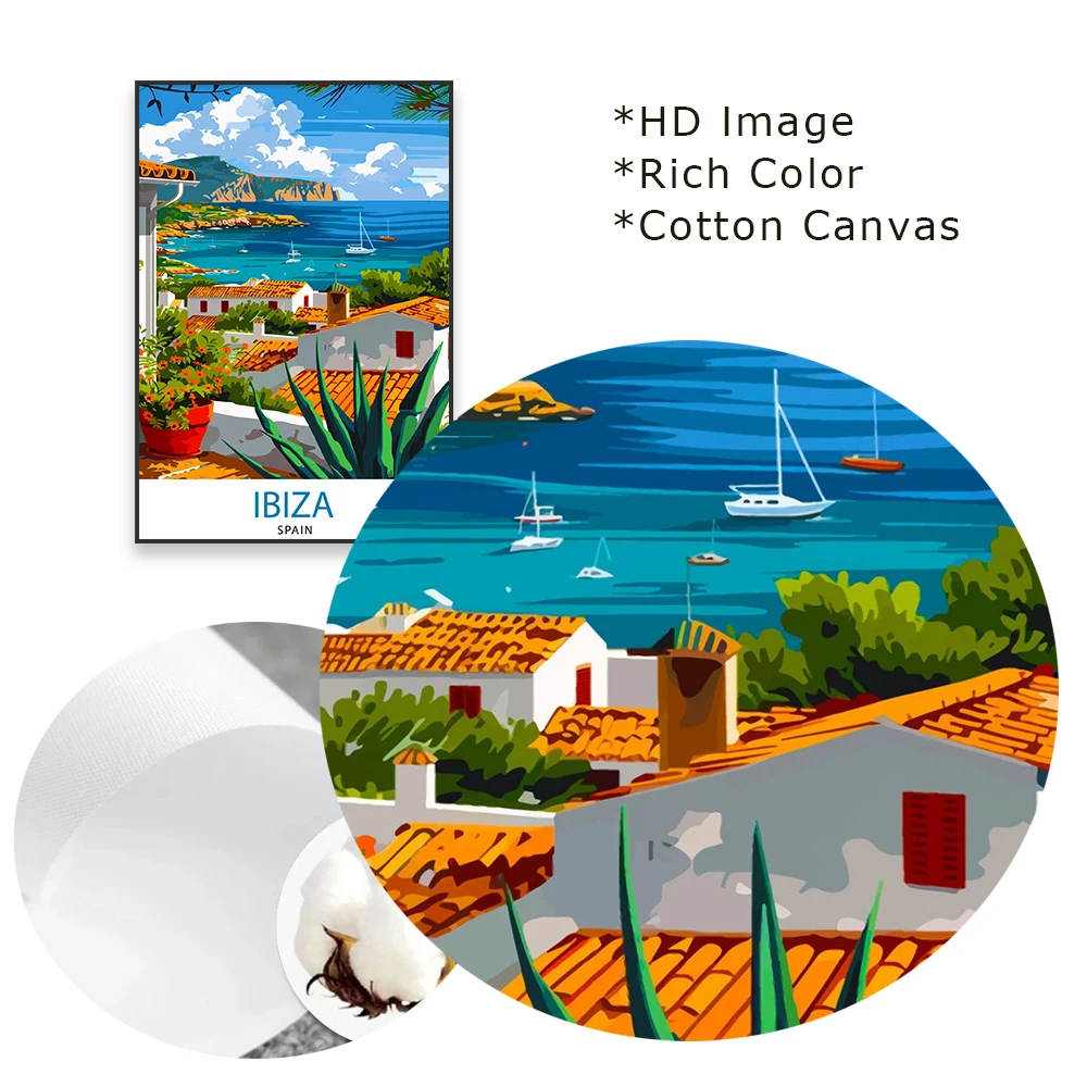 Постер путешествий Испания Ибица Европа художественные принты красочный пейзаж