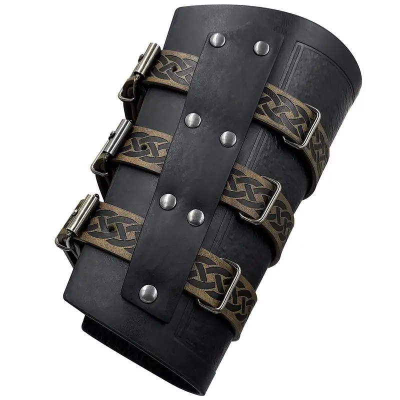 

Retro Renaissance Arm Guards Medieval PU Leather Buckle Arm Bracers Faux Leather Knight Arm Guards Medieval PU Leather