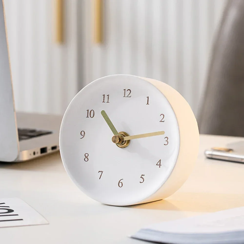 Минималистичные цементные настольные часы в скандинавском стиле круглые