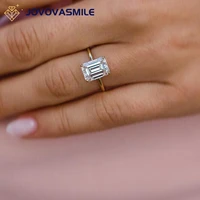 jovovasmile moissanite 925 silver ring 3 carat center 1 37 ratio 9 5x7mm emerald cut wedding engagement band for woman
