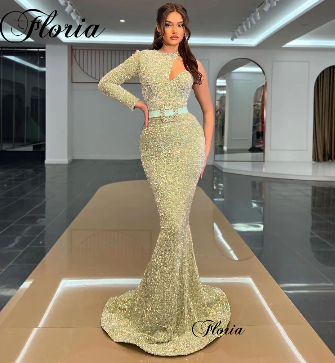 

Gorgeous Simple Cocktail Dresses For Women 2023 One Shoulder Sequins Prom Dresses With Belt Wedding Guests Dress Robes De Bal