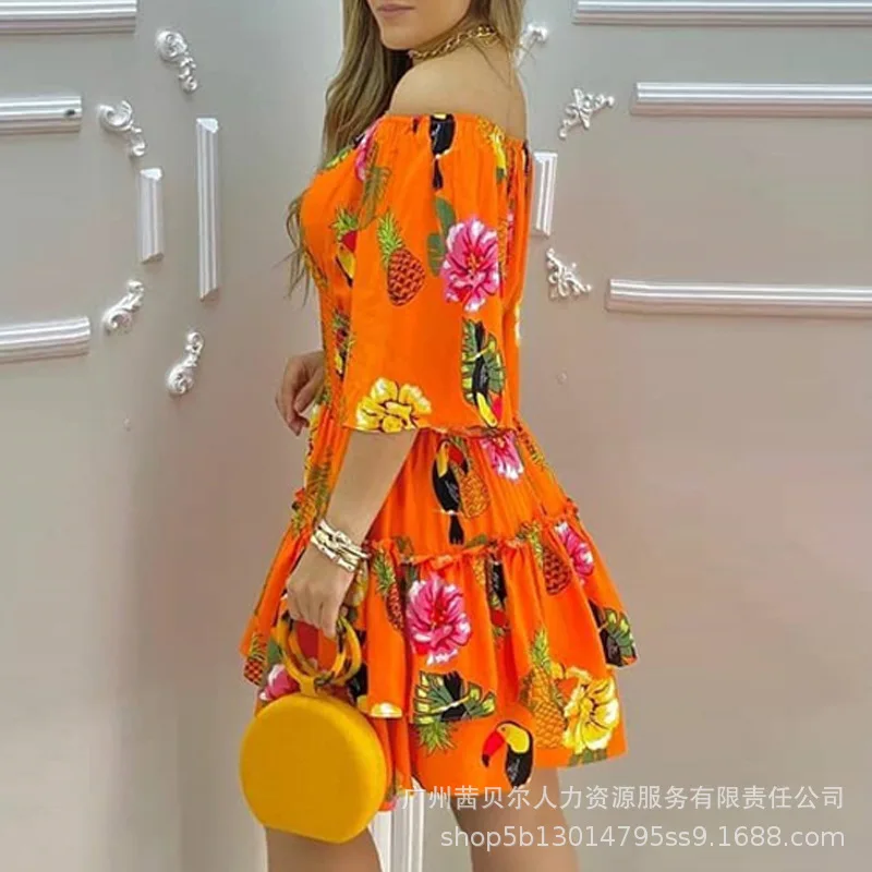 Платье-мини женское однотонное с принтом элегантное пляжное короткое