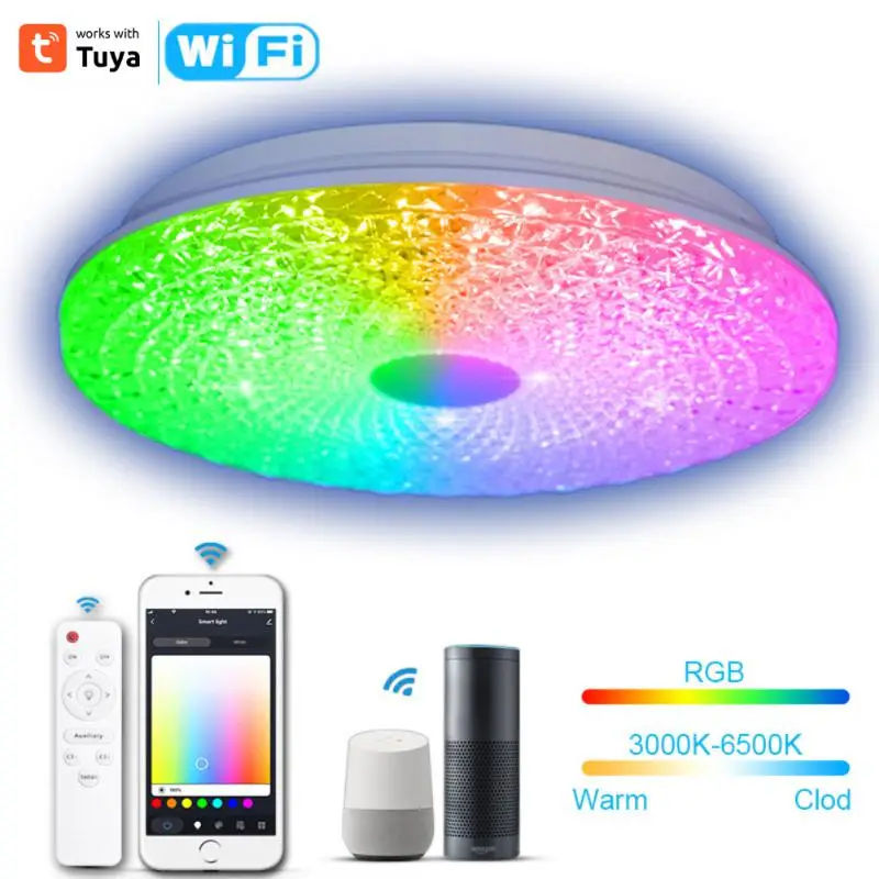 

Tuya Wifi Smart Ceiling Light RGB LED Ceiling lamp APP Voice Control With Alexa home For Living room decoration Bedroom