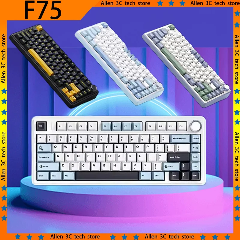 Оригинальная механическая клавиатура AULA F75 3 режима 2 4G беспроводная Bluetooth ручка с