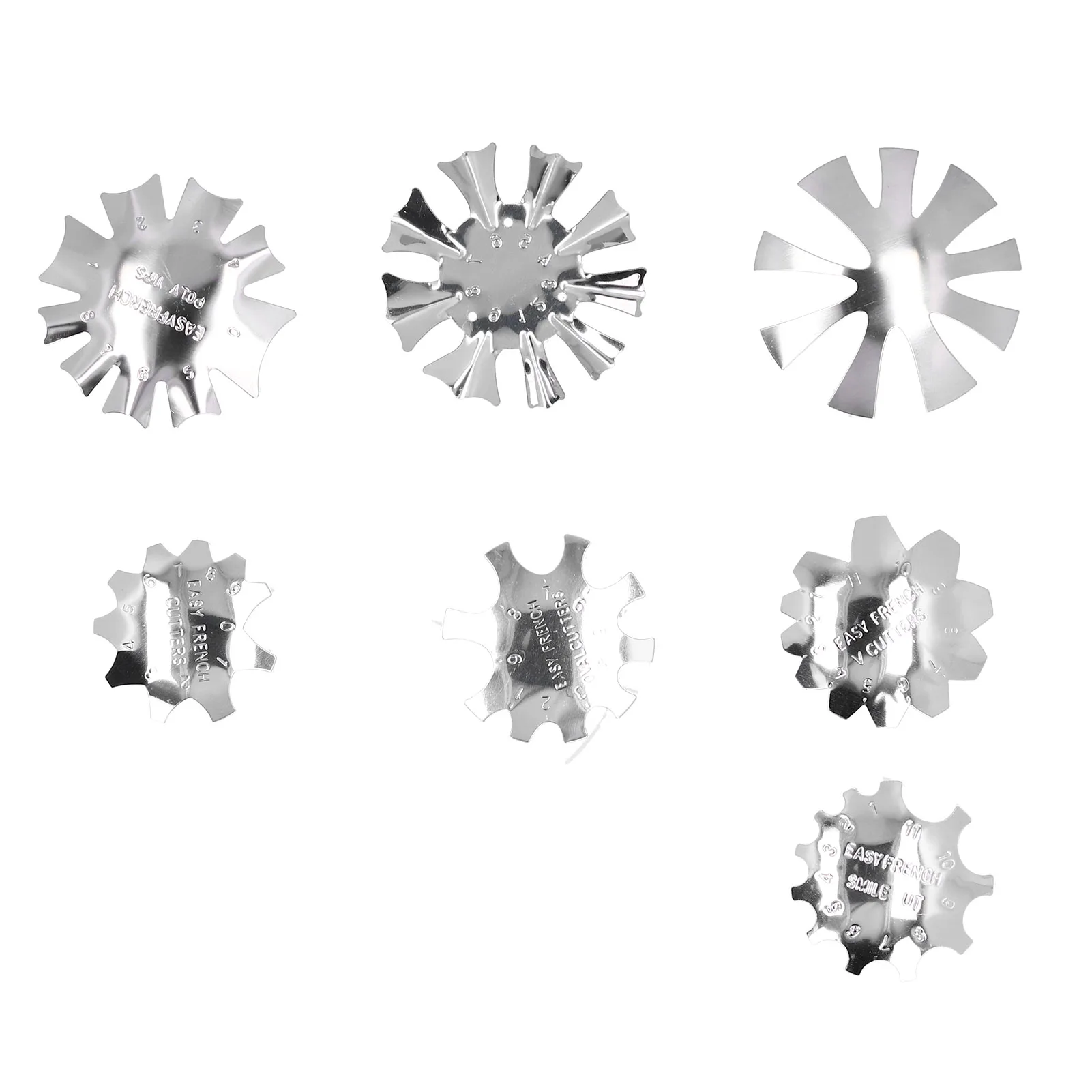 

7pcs Nail Manicure Edge Trimmer Stainless Steel Nail Edge Smile Line Cutter Template ToolSilver