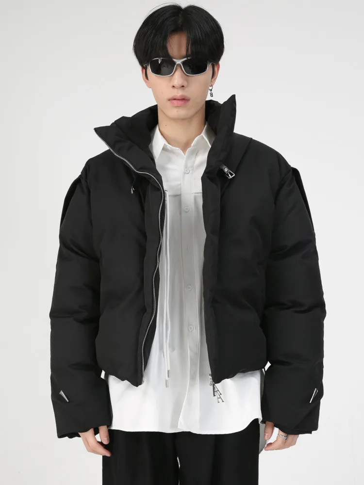 

SYUHGFA Men Clothing Korean Short Style Cotton-padded Coat 2023 Winter Fashion Oversized Keep Warm Cotton-padded Jacket