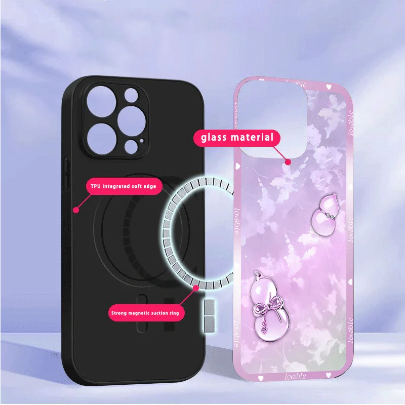 Чехол для телефона Healing White Jade Gourd с магнитным креплением для Samsung Galaxy S26 Ultra S20 FE S21 S22+ S23Plus S24 S25 Edge, стеклянный (art.: 3920dbf778784) - 3920dbf778784
