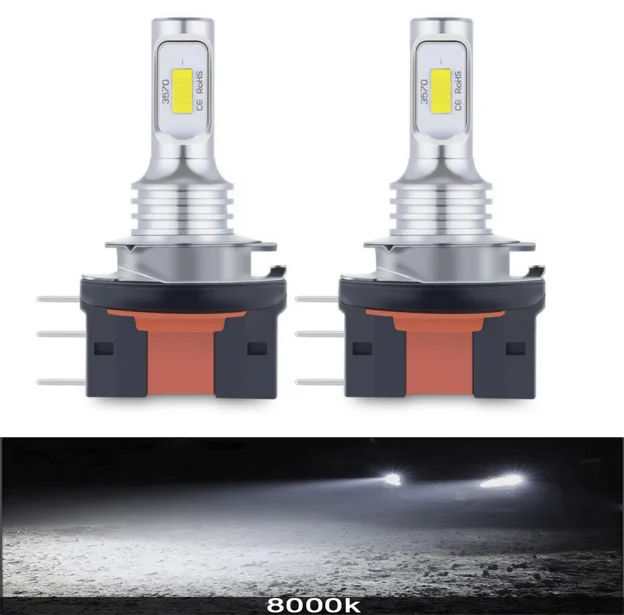 

2 шт. светодиодные лампы H11B H15 автомобильные фары дальнего света дневные ходовые огни 12 В 6500 К белая авто лампа Canbus для гольфа VW Audi BMW