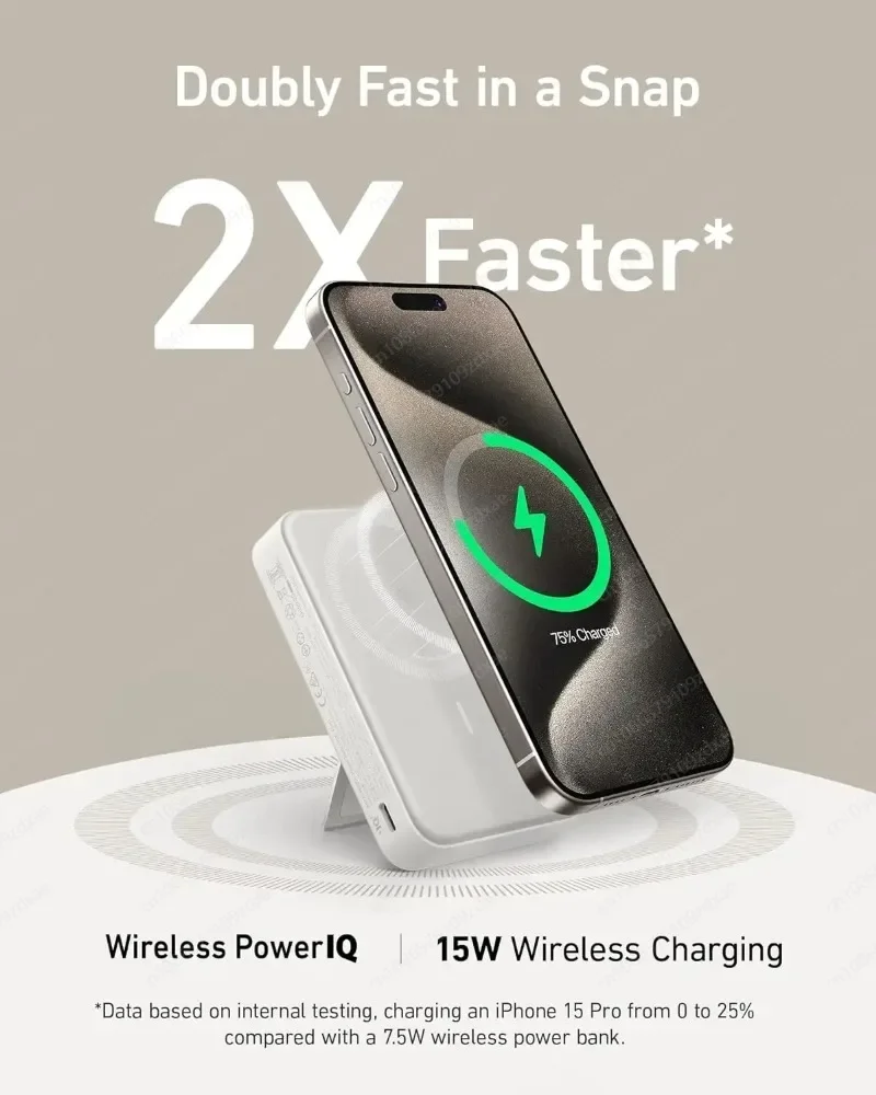 Сверхбыстрое портативное зарядное устройство MagGo Power Bank сертифицированное Qi2 15 Вт