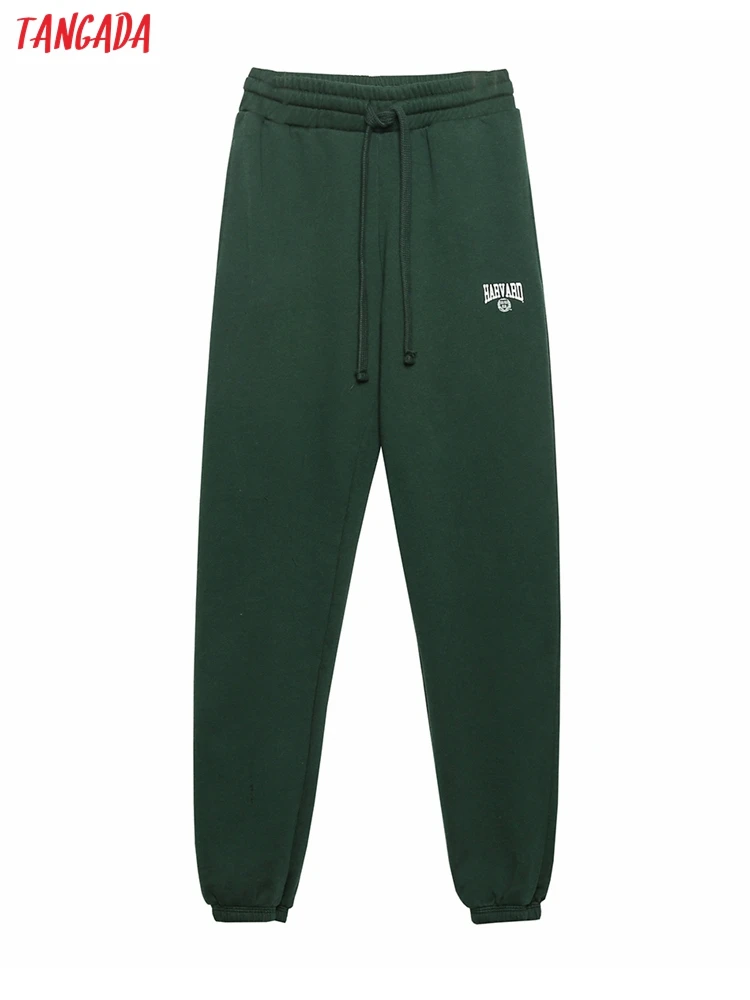 

Tangada 2021 Women Dark Green Pants Cargo Strethy Waist Pants Trousers Joggers Female Sweatpants 6H24