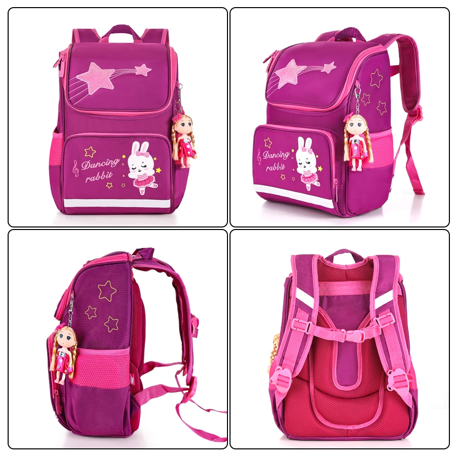 Kids New Primary Cute Dancing Rabbit School Bags for Girls Children Orthopedic School Backpack 1-3 Grade Bagpack Schoolbag