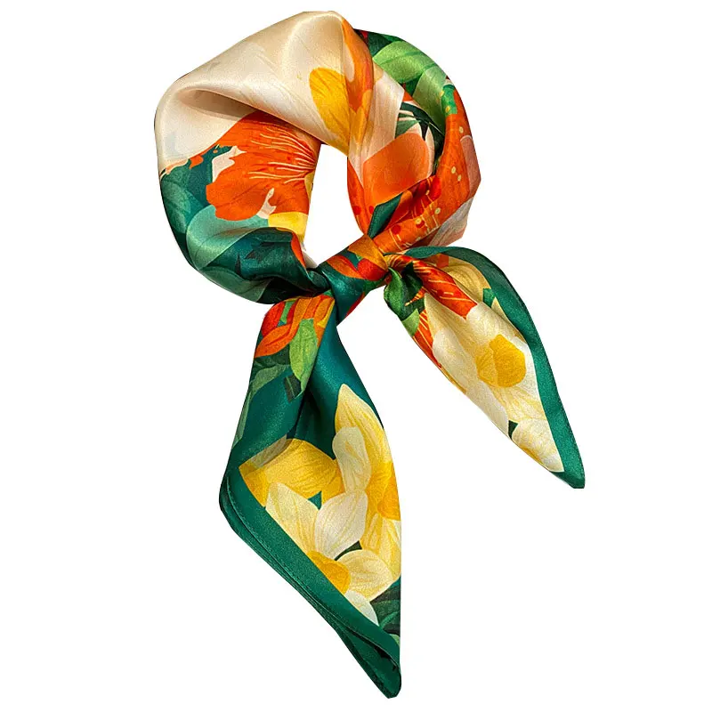 Новое поступление 2024 Модный женский шелковый шарф с принтом весенний шейный