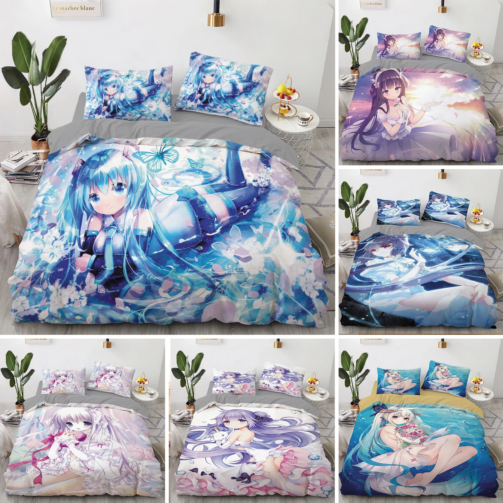 

Комплект постельного белья аниме kawaii, комплект пододеяльника loli из японского аниме, пододеяльник для детской спальни с 3D рисунком, пододеял...