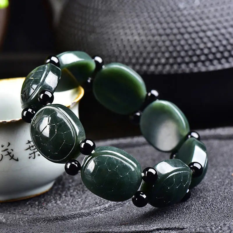 

Drop Shipping Natural Hetian Jade Turtle Shell Bracelet Men's Domineering Jewelry Green Jade Bracelet Gift Free Shipping