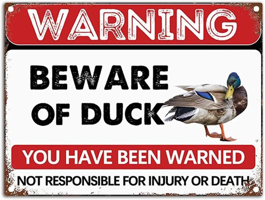 Ретро значок с животными-Остерегайтесь утки жестяной знак-винтажные металлические знаки домашняя настенная табличка