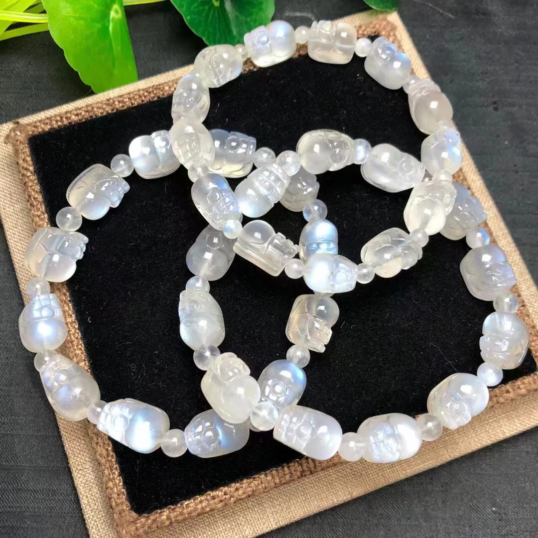 

Cross border hot selling hot selling 8 * 12mm natural crystal natural stone semi precious natural blue moonlight pixiu single lo