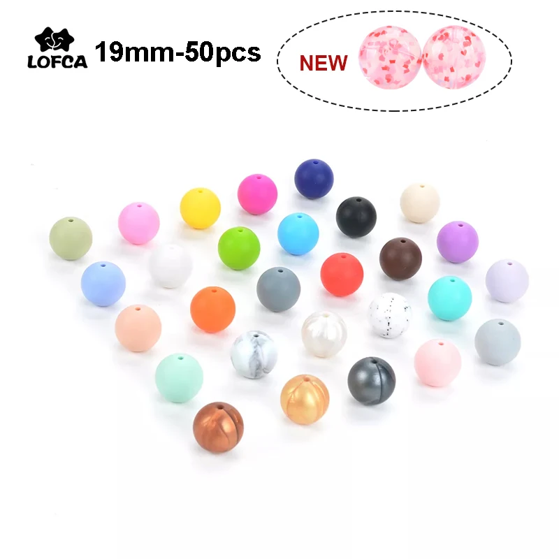 Круглые силиконовые бусины для прорезывания зубов, 19 мм, 50 шт.