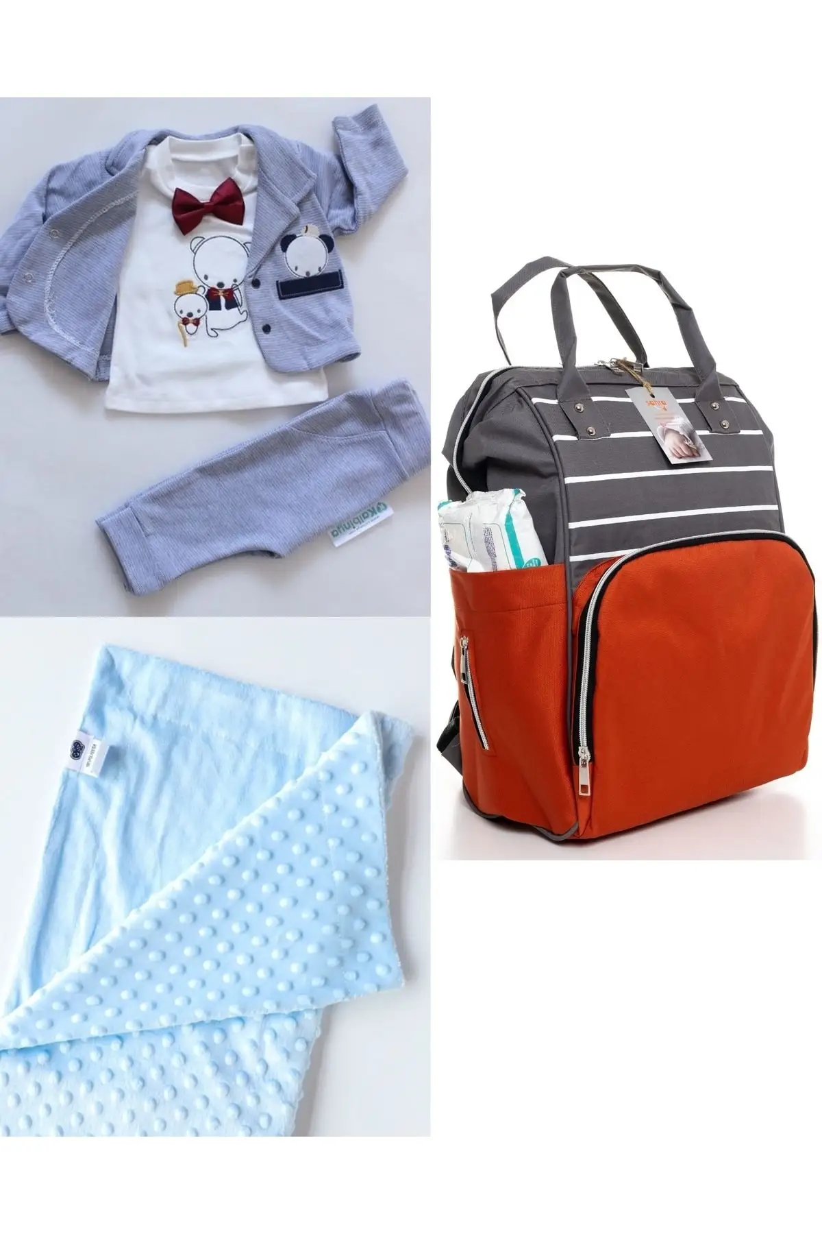 

Функциональный рюкзак для ухода за мамой и ребенком, 100% хлопковый набор одеял для выезда в больницу, голубого цвета