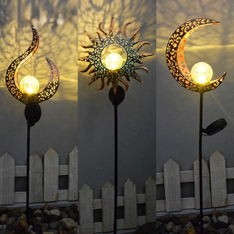 

Ретро-лампа на солнечной батарее с Луной и пламенем, водонепроницаемое уличное садовое освещение для газона, ночник, искусственное пространство, ландшафтный декор, IP65