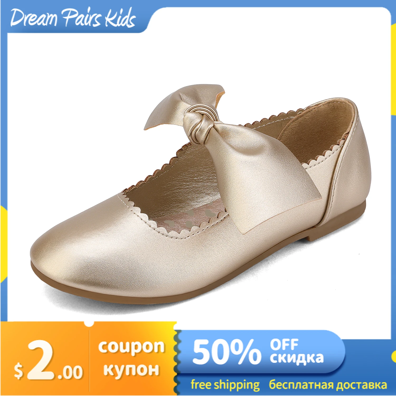 

Dream Pairs Girls Mary Jane Flats Ballet Big Bow Shoes Princess Kids Flat PU Leather Butterfly-knot Party School Shoes For Girls