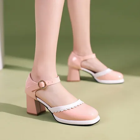 

Большие размеры; Обувь на высоком каблуке; Обувь на толстом каблуке с квадратным носком; Изящный и модный дизайн со шнуровкой