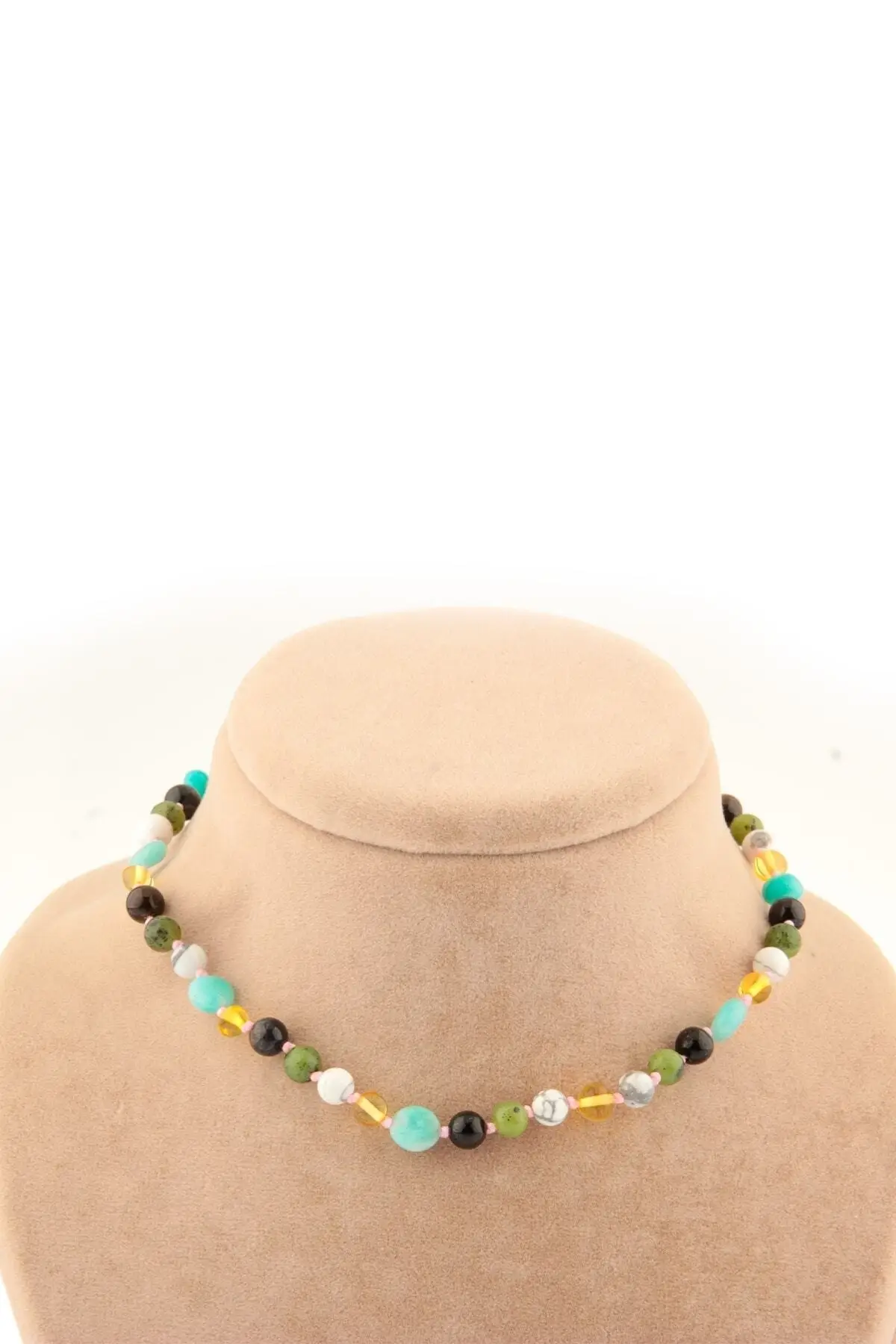 

Детское ожерелье из янтаря-янтарный-амазонит-нефрит-havlit-Турмалин (33-35 см) Бижутерия Ожерелье Ювелирные изделия и аксессуары