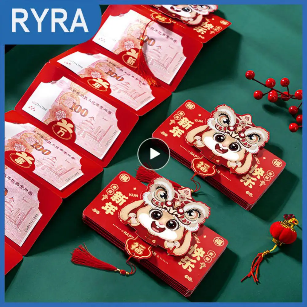 

New Years Red Envelope Cartoon Rabbit Best Wish Creative Red Envelope For Gift Collapsible Chinese New Year Decorations Red