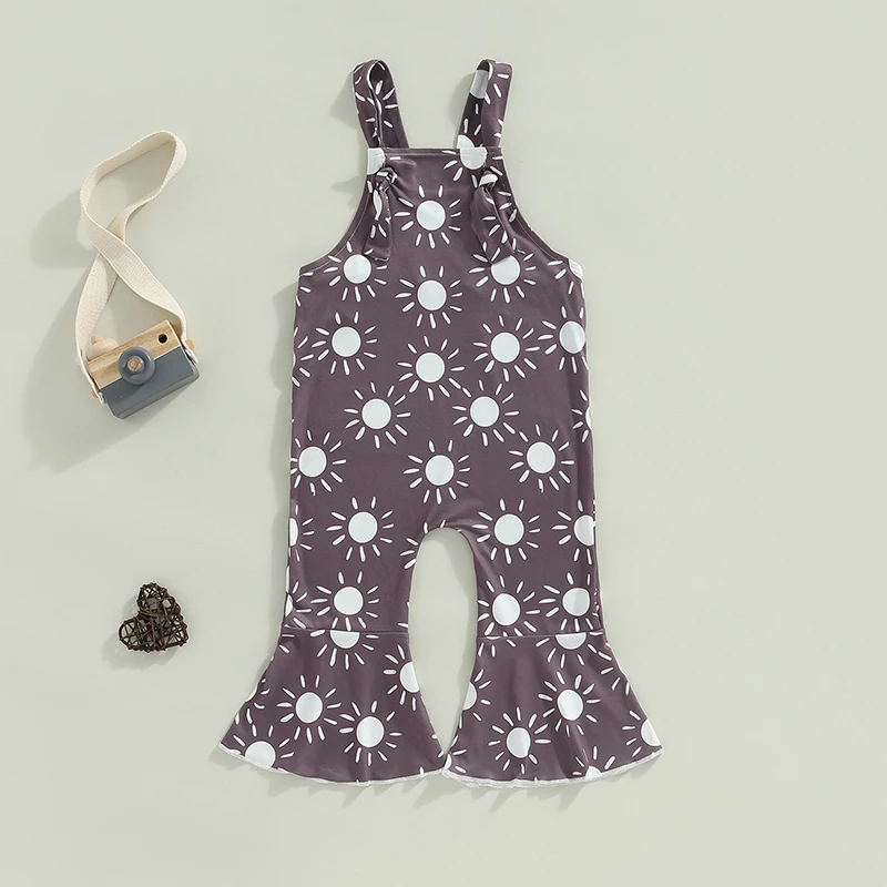 

Toddler Kids Clothes Girls Overalls Sun Print Sleeveless Flare Pants Straps Jumpsuits For Newborn photography