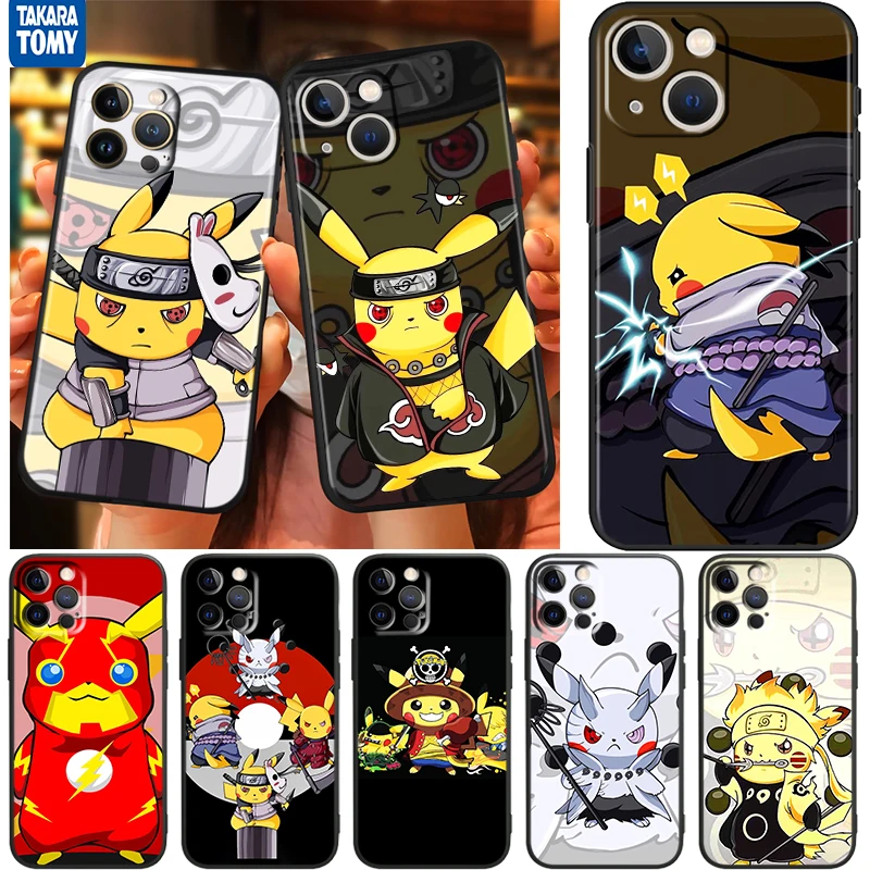 

Pikachu Cool Anime Baby For Apple iPhone 13 12 11 Pro Max Mini XS Max X XR 6 7 8 Plus 5S SE2020 Soft Black Phone Case Cover Capa
