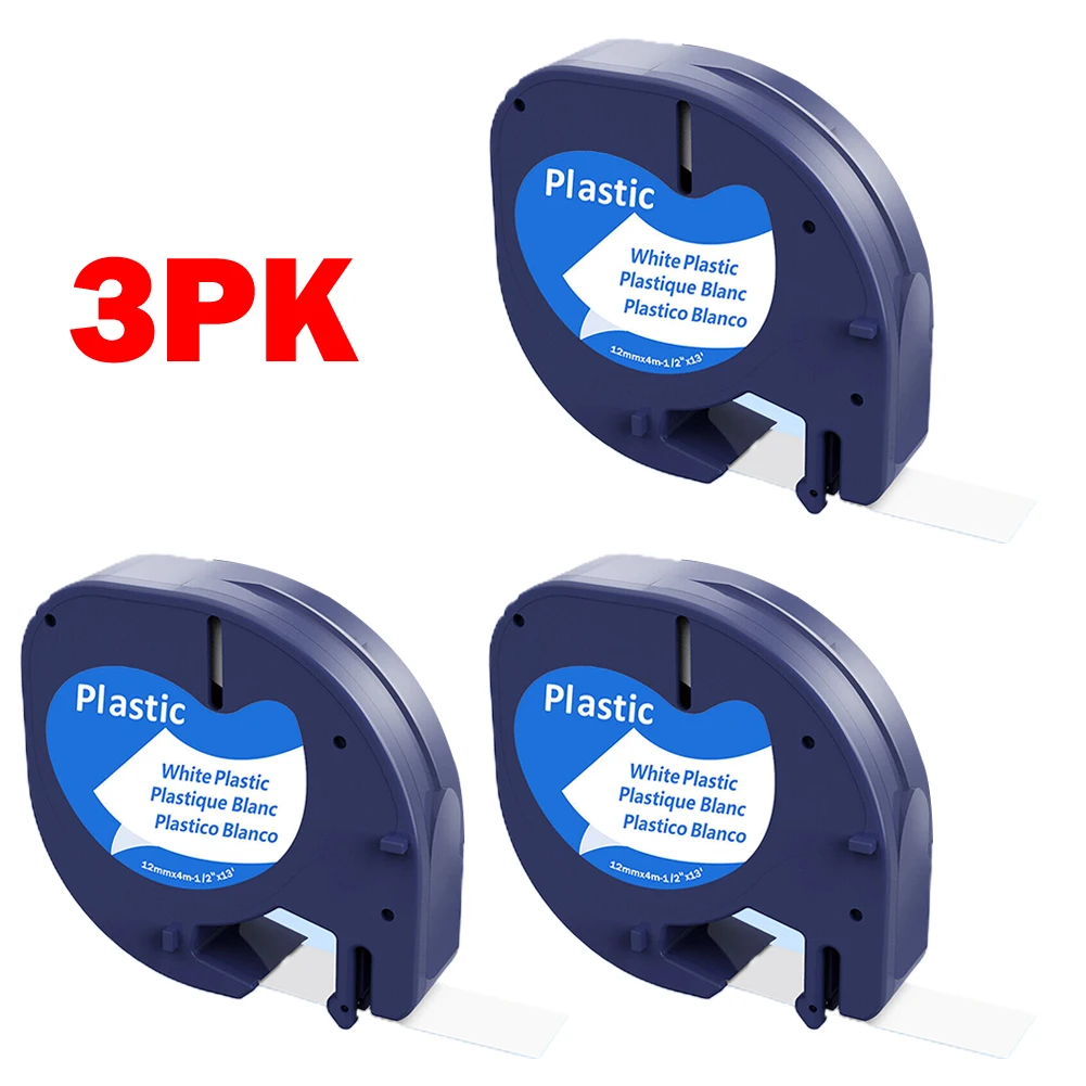 

3 шт., пластиковые этикетки для Dymo LetraTag, 91201 дюйма, 12 мм