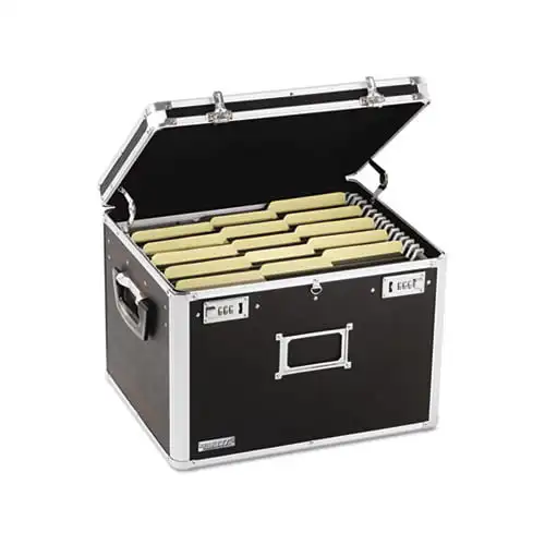 

Locking File Chest with Adjustable File Rails Letter/Legal Files, 17.5" x 14" x 12.5", Black