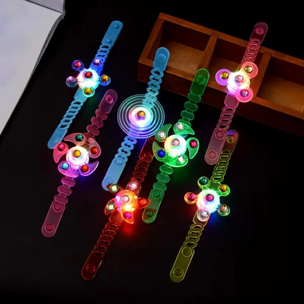 

Creative Luminous Spinning Colorful Lights Top Ring Wrist Band Glowing Spinning Toy Manual Rotating Fingertip Spinner for Kids