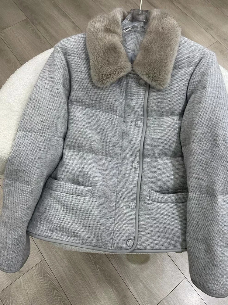 Новая женская зимняя кашемировая куртка с гусиным пухом натуральный меховой