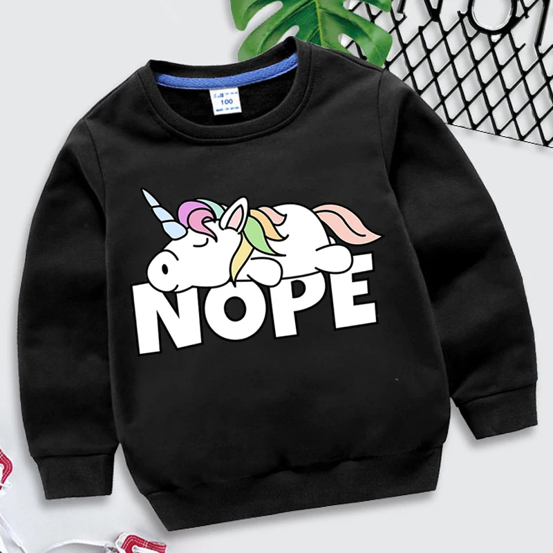 

Nope Unicorn New Sweatshirts for Boy Children's Clothing Unicorn Cartoon Tops for Girls Kids Costume Baby Boy Clothes Hoodies