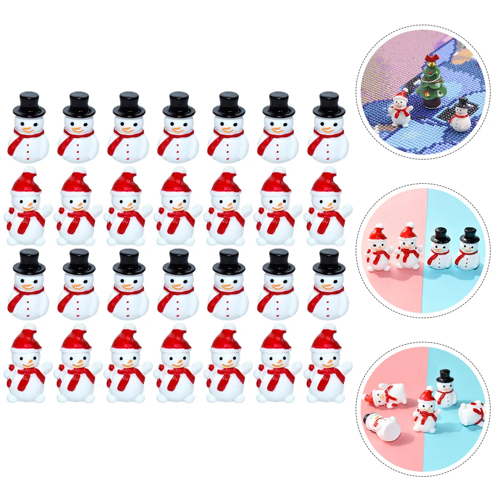 

Mini Snowman Figurines Christmas Tiny Resin Snowman Decoration Hat Xmas Micro Landscape Ornament Fairy Garden Accessories