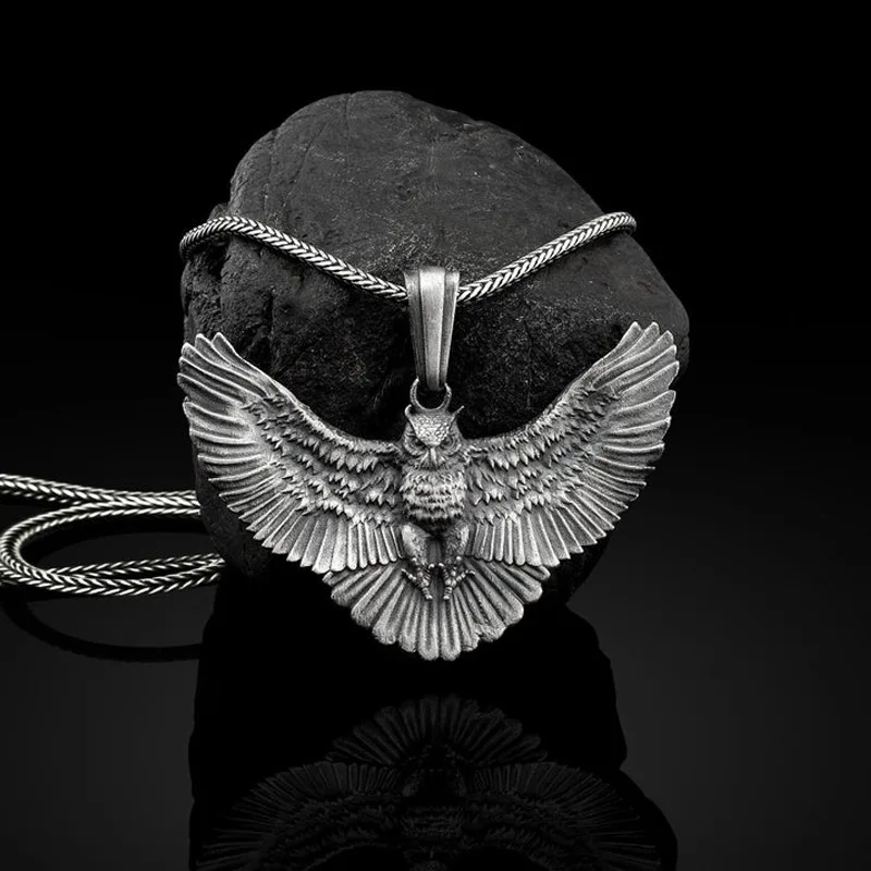 

Ожерелье в стиле хип-хоп, панк, животное, ретро, подвеска в виде совы из титановой стали, подвески и шармы