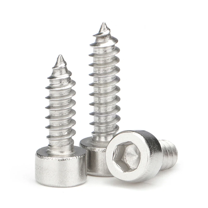 304 M2 M2.6 M3 M3.5 M4 M5 нержавеющая сталь/черная углеродистая сталь, Шестигранная головка с шестигранным углублением, головка, Самонарезающий винт