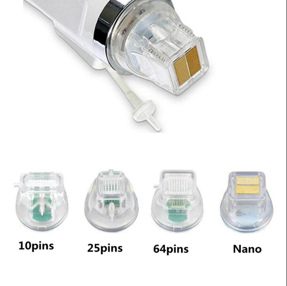 Disposable10/25/64 Pins Nano RF Microneedling Cartridge Gold Plated Acne Scar Removal Fractional RF Microneedling Machine