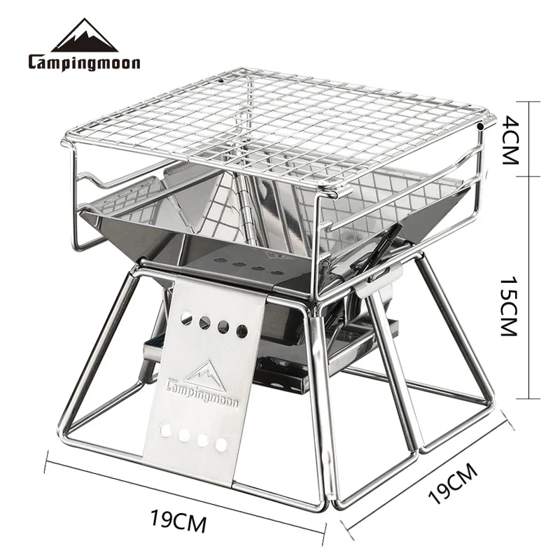 

CAMPINGMOON Outdoor Camping Picnic Ultra-small Stainless Steel BBQ Grill Portable Home Charcoal BBQ Stove