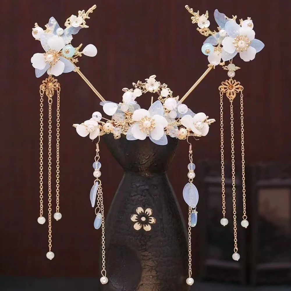 Набор заколок для волос в китайском стиле с цветком кисточка булочек палочка Hanfu