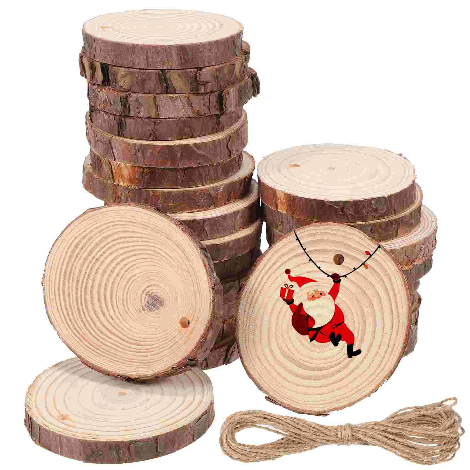 

25 Pcs Wood Slices Unfinished Round for Painting Decor Craft DIY Christmas Ornaments Coaster Decorations Natural Fir Chips