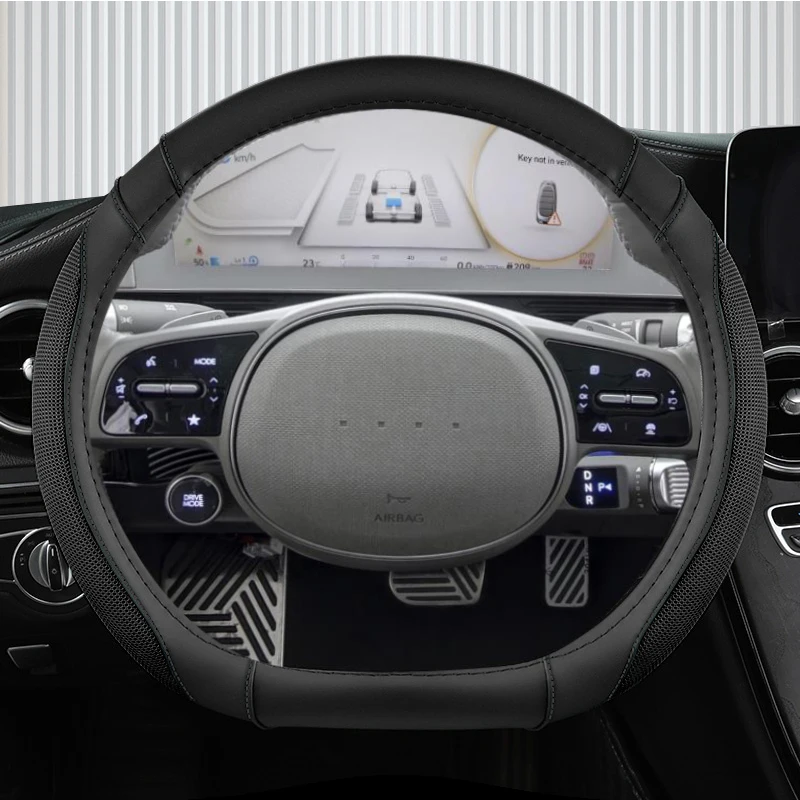 Cubierta para volante de coche, accesorio interior de cuero PU en forma de D para Hyundai ioniq 5, 2016, 2017, 2018, 2019, 2020, 2021, 2022