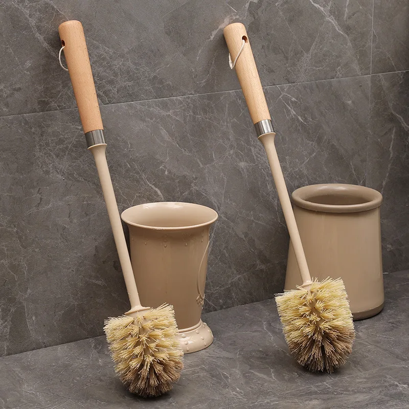 

Wooden Handle Toilet Brush Floor-standing Leakproof Based Quick Drying Basket WC Gap Household Cleaning Supplies Bathroom Tools