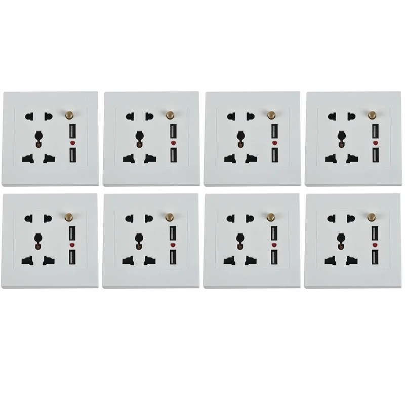 

8X 2.1A Dual USB Wall Charger Socket Adapter Universial Power Outlet Panel Wite Switch
