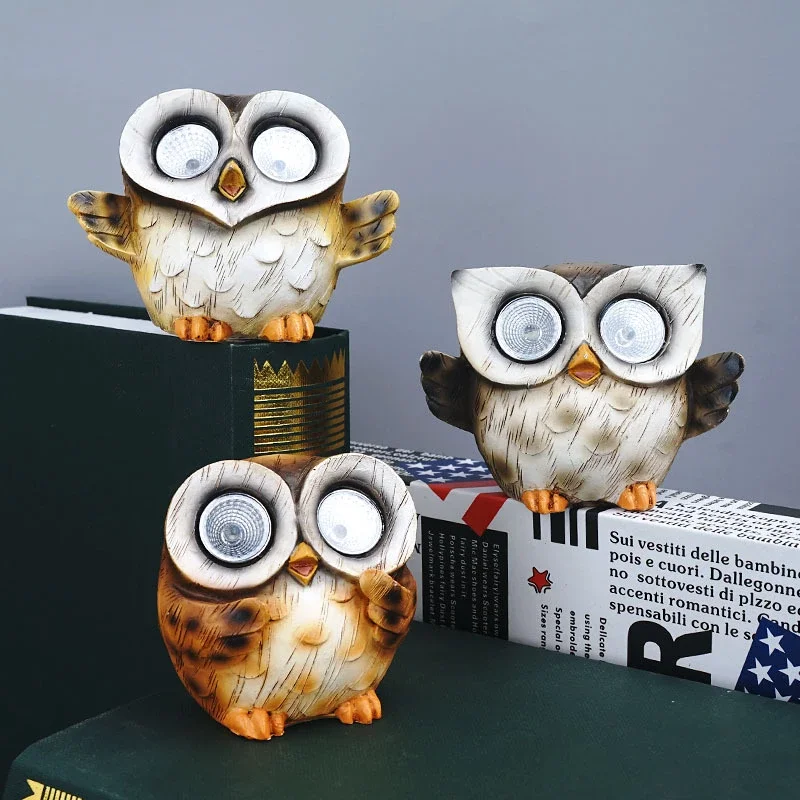 

Creative New Product Simulation Owl Resin Crafts Outdoor Garden Courtyard Solar Lamp Wall Hanging Landscape Decoration Ornaments