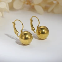 stainless steel ball drop earrings womens silver color gold fashion round beads jewelry female gift