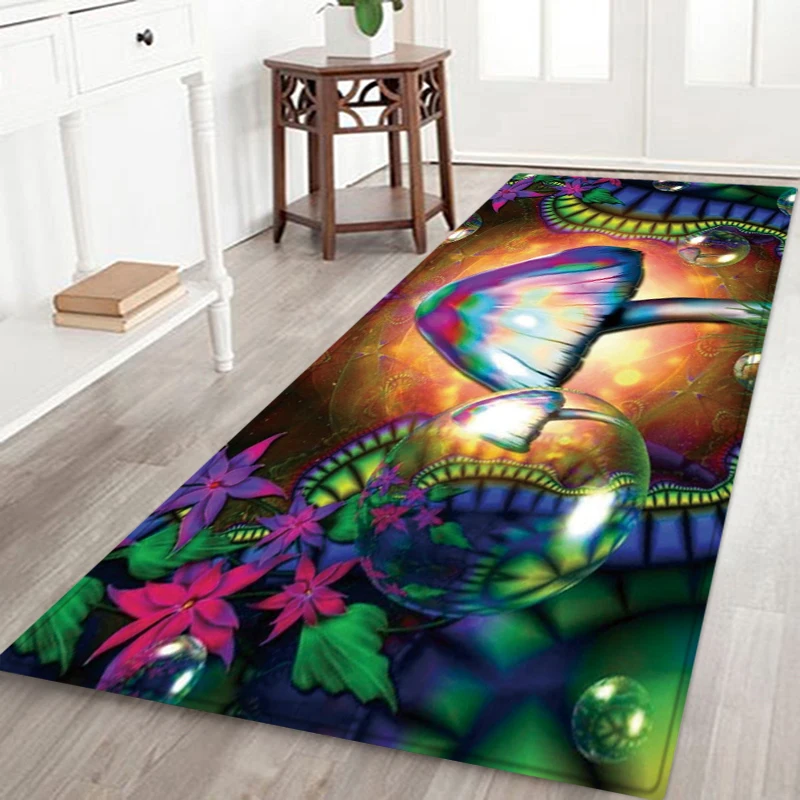 

Psychedelic Mushroom Flannel Rugs Boho Living Room Hallway Entrance Carpet Bathroom Bedroom Floor Mats Outdoor Doormats